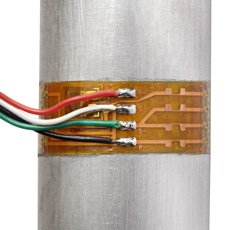 closeup or wired strain gage